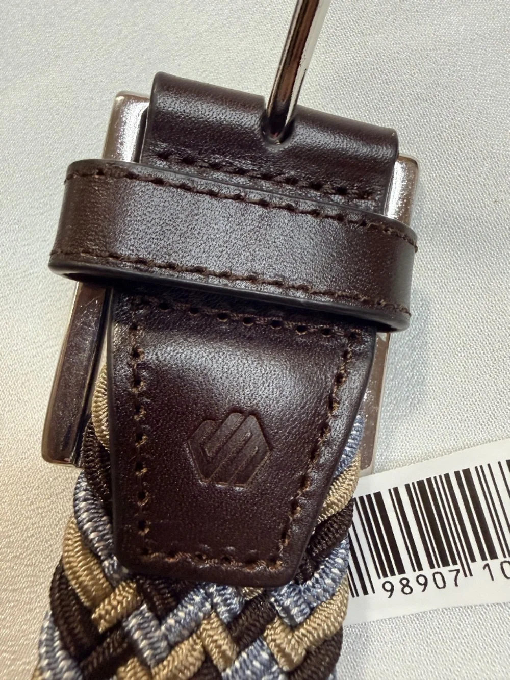J&M Men's Braided Belt Size 36 Brown Multi Leather Trim New